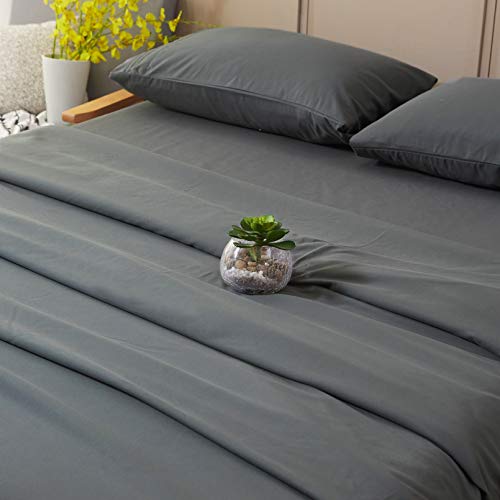 Luxury 4-Piece King Bed Sheet Set - Dark Grey