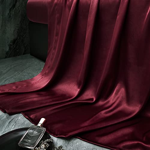 Luxurious 7-Piece Maroon Satin King Bed Set