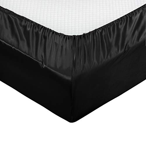 TREELY 6-Piece Black Satin Sheet Set, Full Size