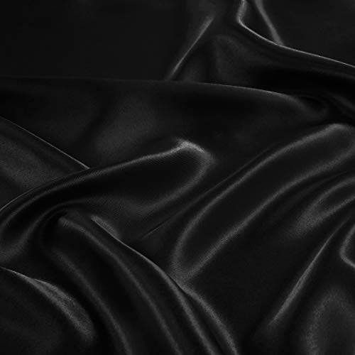 TREELY 6-Piece Black Satin Sheet Set, Full Size