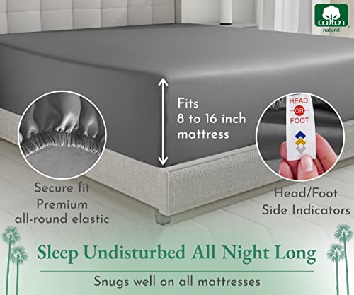 Luxury Queen Fitted Sheet - 100% Cotton, Grey