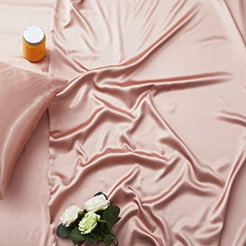 Rose Gold Satin Duvet Cover Set, Queen Size