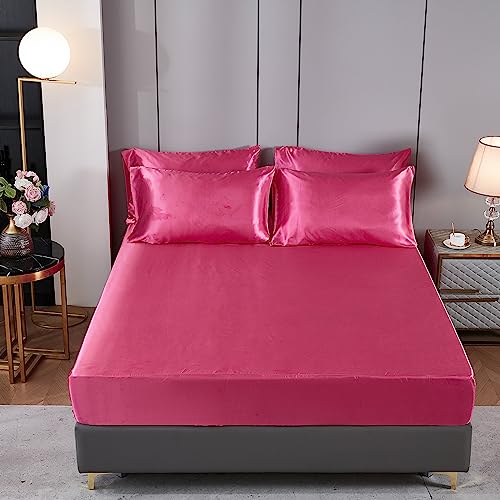 Hot Pink Satin Comforter and Sheet Set