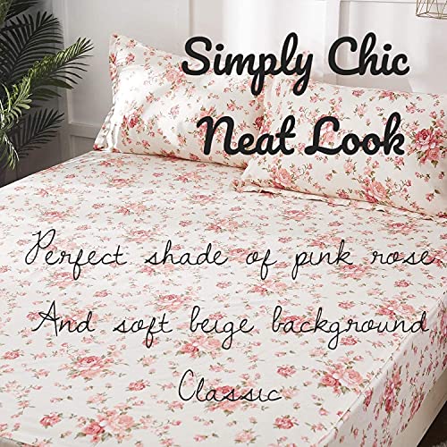 Brandream Floral Cotton Bed Sheet Set - Queen