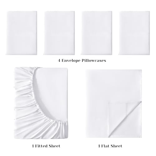 Luxury King Bed Sheets Set - 6 Pieces, White