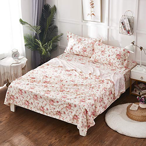 Brandream Floral Cotton Bed Sheet Set - Queen