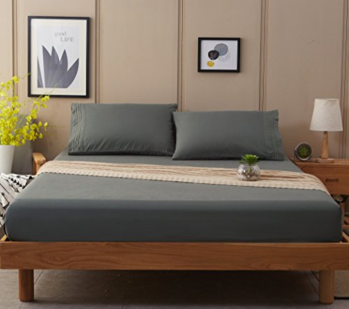 Luxury 4-Piece King Bed Sheet Set - Dark Grey