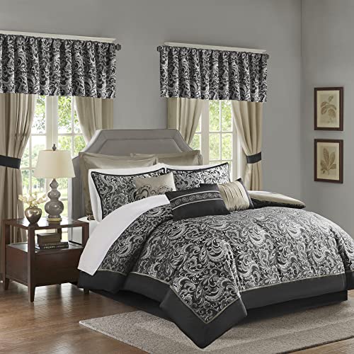 Brystol 24-Piece Cal King Faux Silk Bedding Set