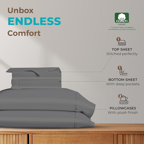 Luxury Dark Grey Egyptian Cotton Queen Bed Set