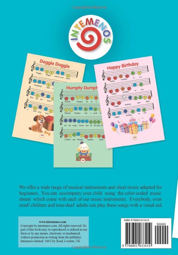 Color-Coded Songbook for 8 Note Bell Set