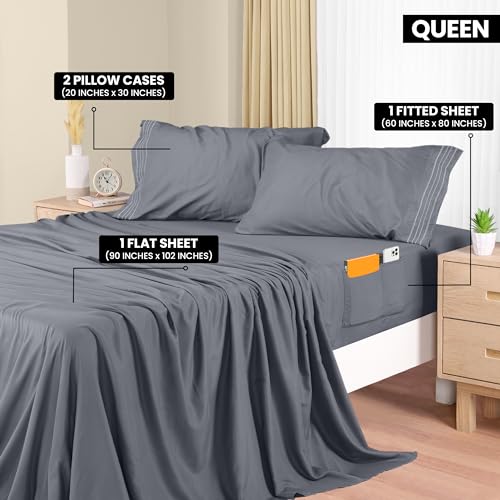 Luxury Microfiber Queen Bed Sheet Set with Pockets