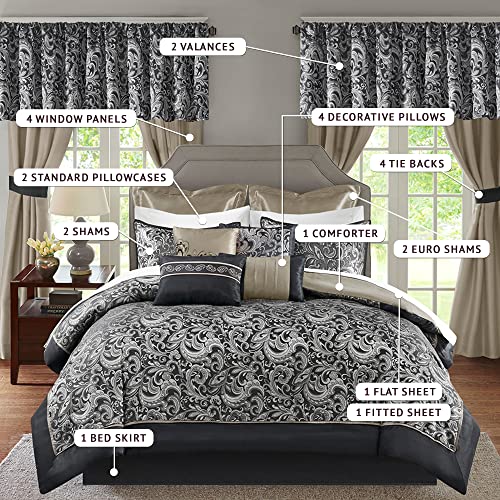 Brystol 24-Piece Cal King Faux Silk Bedding Set