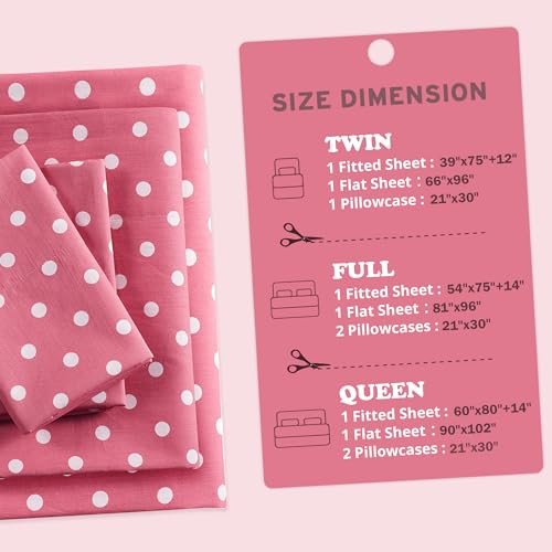 Hot Pink Polka Dot Twin Sheet Set for Kids