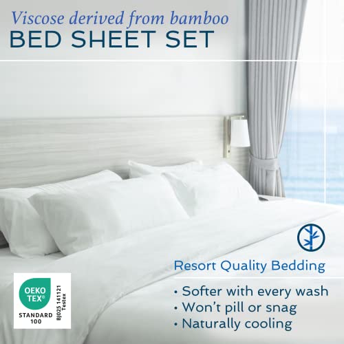 Cooling Bamboo Queen Bed Sheet Set - Navy Blue