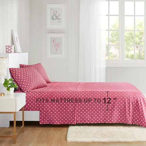 Hot Pink Polka Dot Twin Sheet Set for Kids