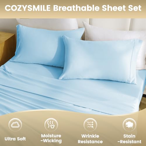 CozySmile Cooling Full Sheet Set - Sky Blue