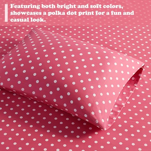 Hot Pink Polka Dot Twin Sheet Set for Kids