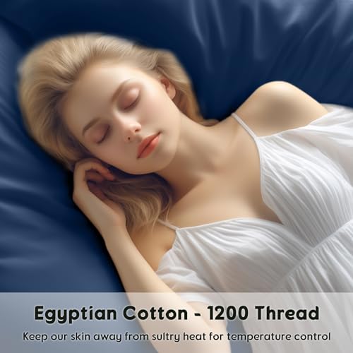 Luxury Egyptian Cotton Bed Sheets Set - Navy Queen