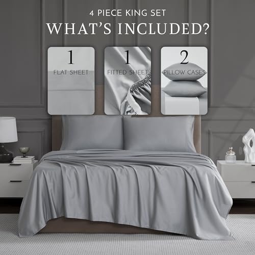 Luxury 1200 Thread Count King Sheet Set, Gray