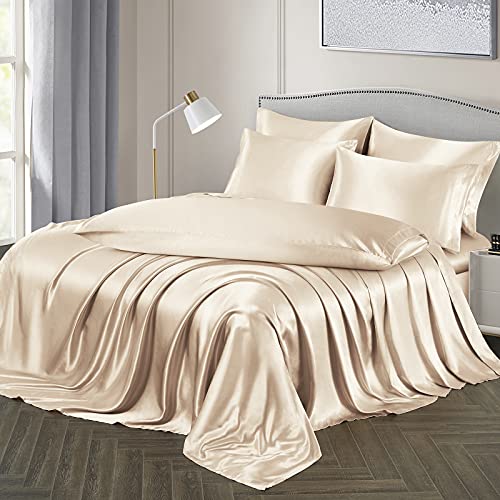 Luxury 7-Piece Satin Queen Bed Sheets Set