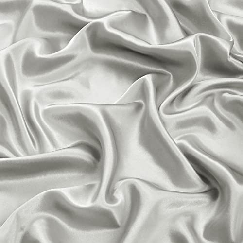 Queen Light Gray Silk Satin Fitted Sheet
