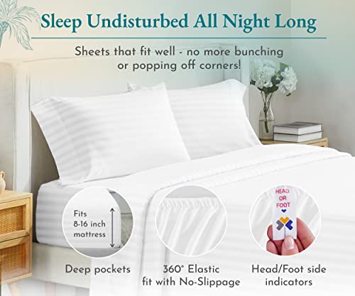 Luxury 500 Thread Count Striped Cotton Queen Sheets