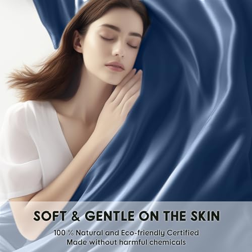 Luxury Egyptian Cotton Bed Sheets Set - Navy Queen