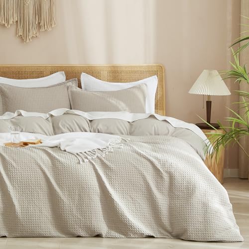 Ultra Soft Waffle Duvet Cover Set, Queen Size
