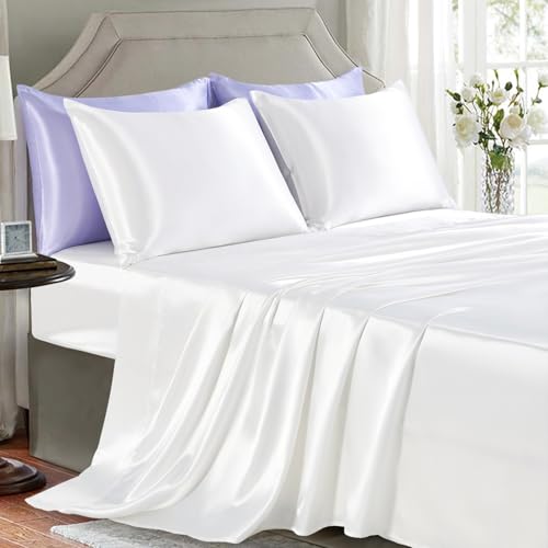 Luxury Satin Queen Bed Sheet Set - 4 Pieces