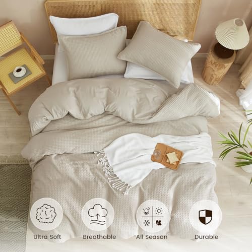 Ultra Soft Waffle Duvet Cover Set, Queen Size