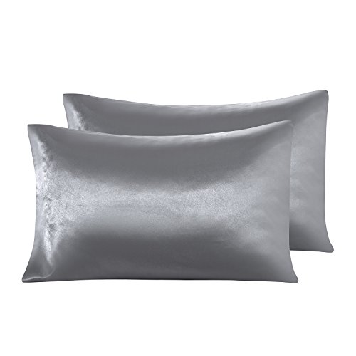 Silky Soft Grey Satin Queen Bed Set