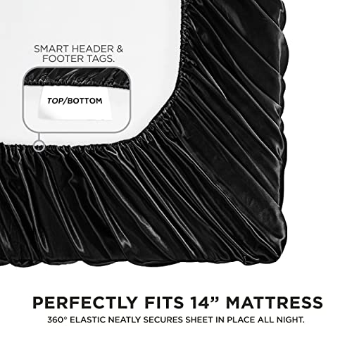 Juicy Couture Twin Satin Bed Sheet Set - Black