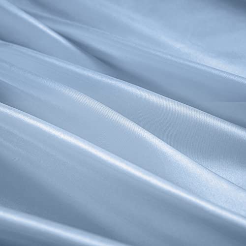 Baby Blue Satin Twin Bed Sheet Set