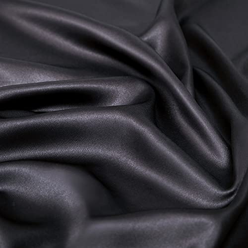 Vonty Silky Black Satin Queen Bed Sheet Set