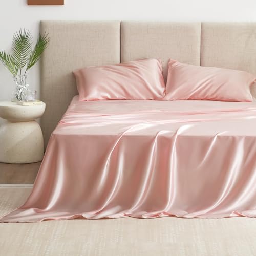 Coral Satin Sheet Set - 4 Piece Full Size