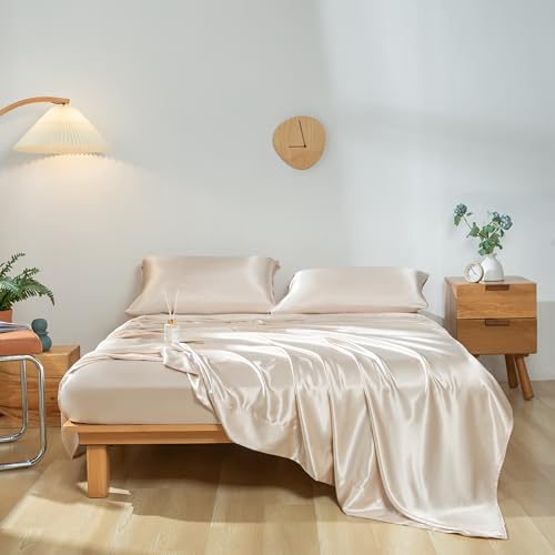 Luxury Gold Satin Queen Bed Sheet Set