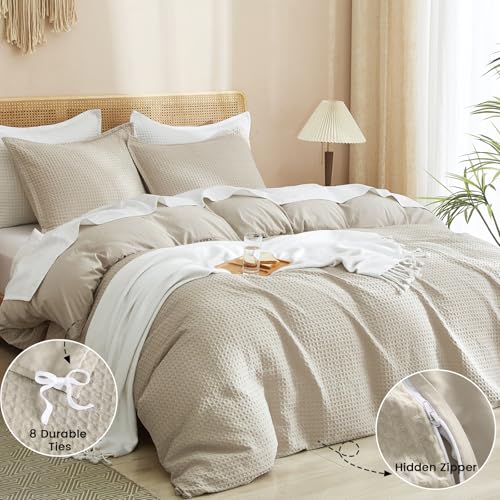 Ultra Soft Waffle Duvet Cover Set, Queen Size