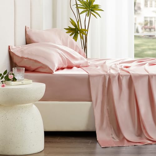 Coral Satin Sheet Set - 4 Piece Full Size