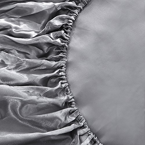Silky Soft Grey Satin Queen Bed Set