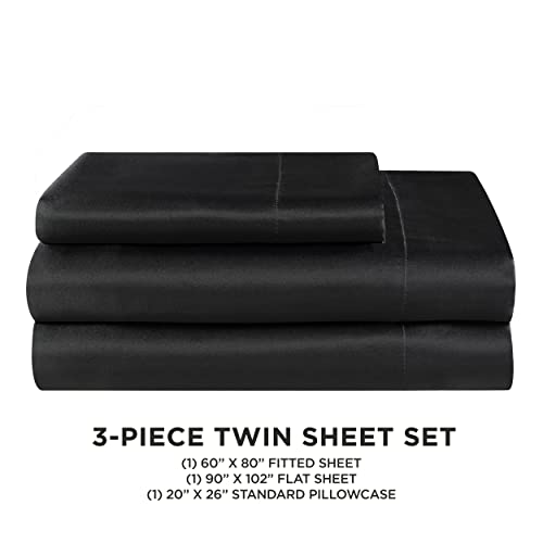 Juicy Couture Twin Satin Bed Sheet Set - Black