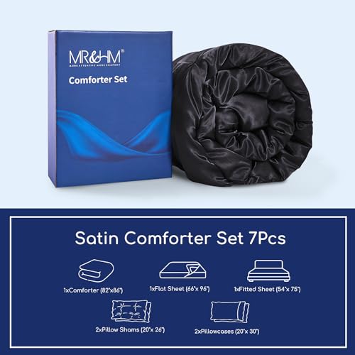 Luxurious Satin Full Bed Set - 7 Pieces