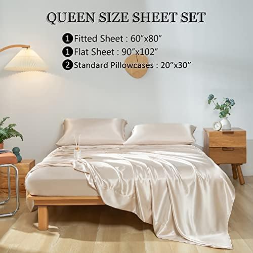 Luxury Gold Satin Queen Bed Sheet Set