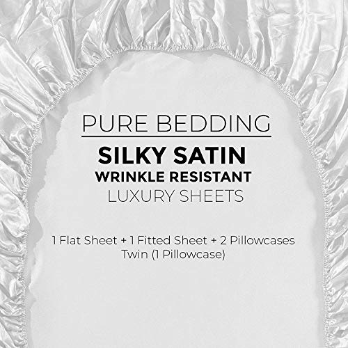 Luxury Purple Satin Cal-King Bed Sheet Set