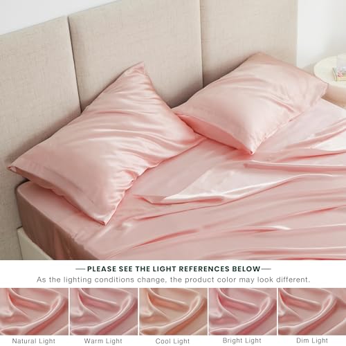 Coral Satin Sheet Set - 4 Piece Full Size
