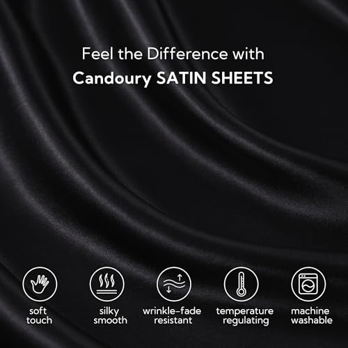 Luxury Satin Queen Bed Set - 4 Pieces, Black