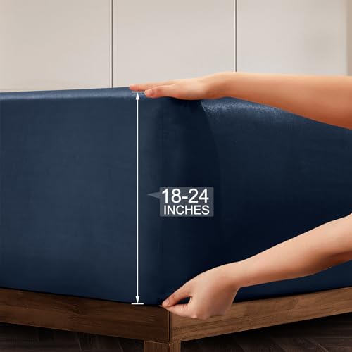 Navy Blue Satin King Bed Sheet Set