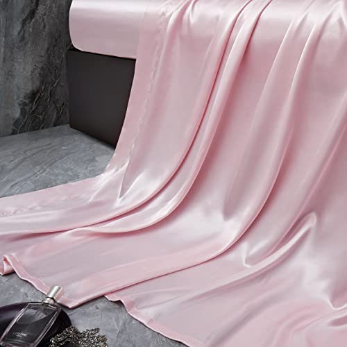 Luxurious 7-Piece Light Pink Satin Queen Bed Set
