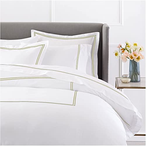 Luxury Egyptian Cotton Embroidered Duvet Set, Queen Sage