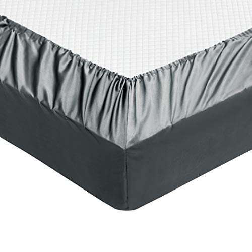 TREELY 6-Piece Silky Grey Satin Queen Bed Set