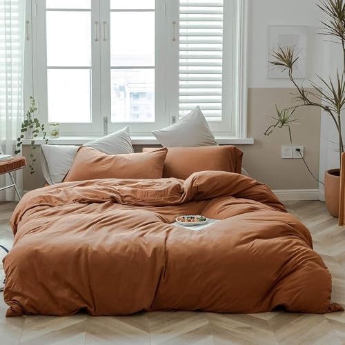 Pumpkin Jersey Knit Cotton Duvet Cover Set
